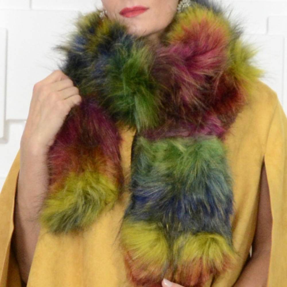 RAINBOW FAUX FUR SCARF - Picture 4 of 4